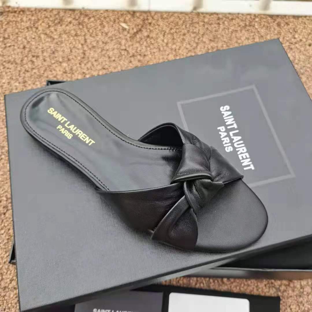 saint laurent bianca knotted leather mules