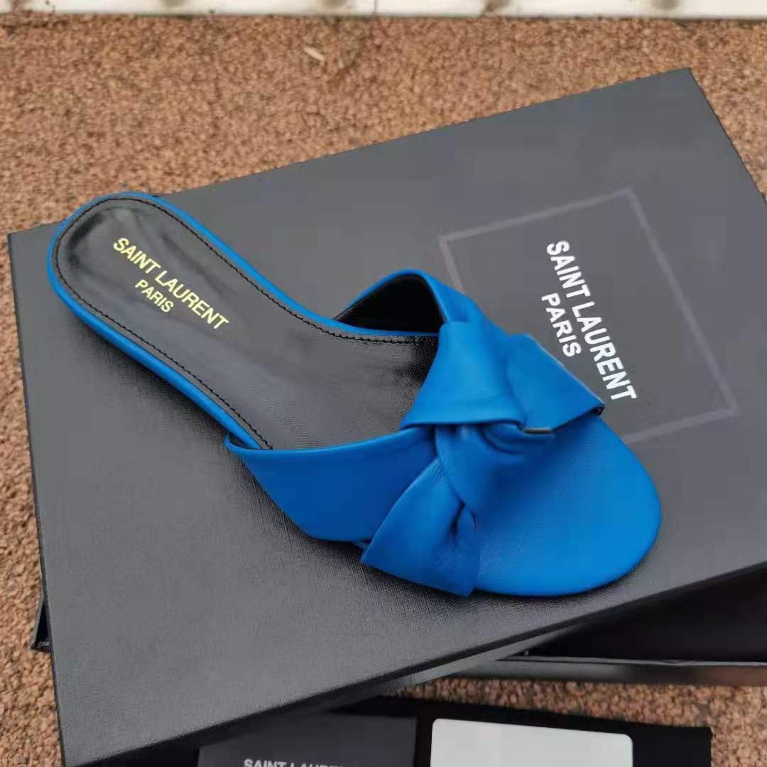 saint laurent bianca knotted leather mules