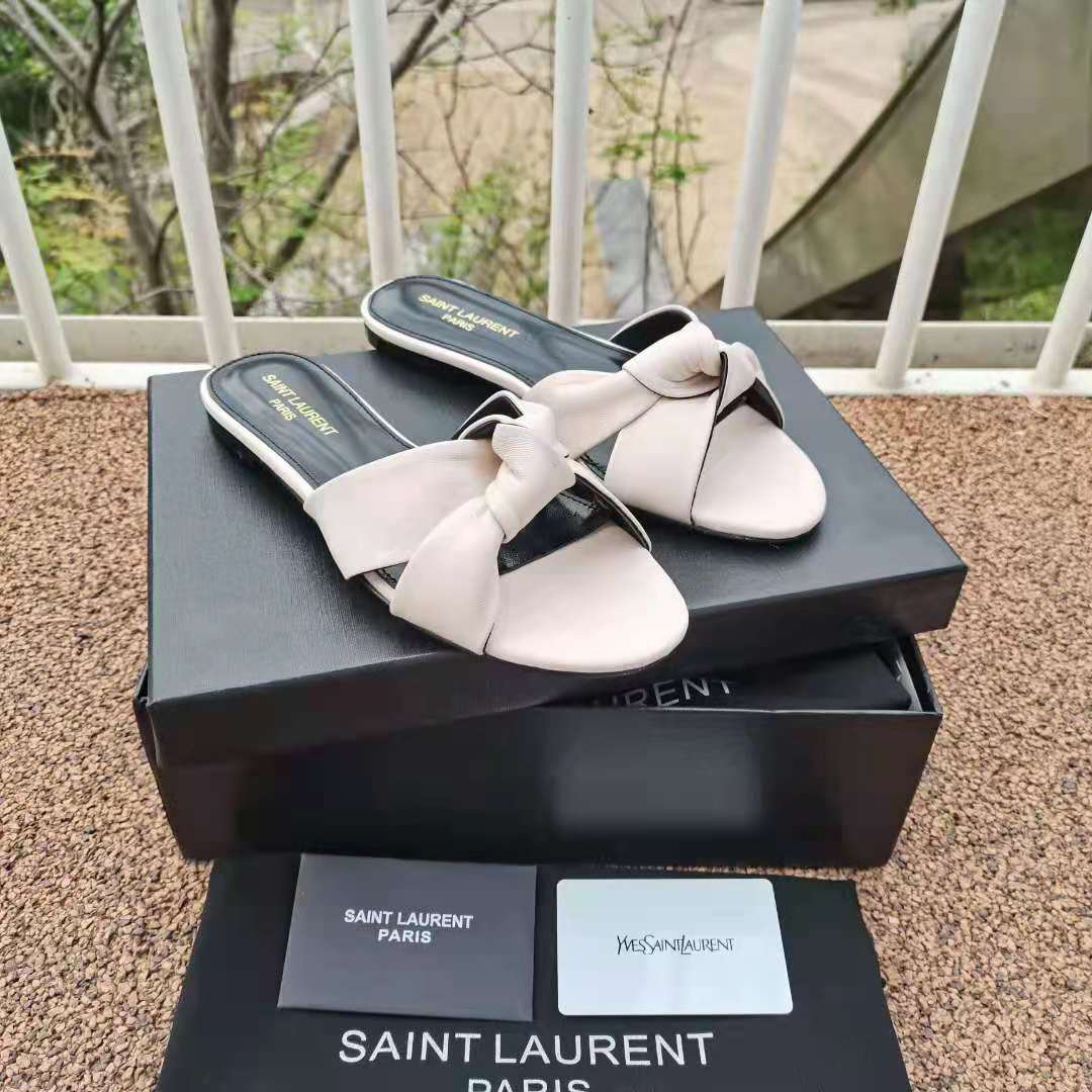 Women's Shoes Saint Bianca Flat Mules Laurent Genuine Leather Slip-on ...