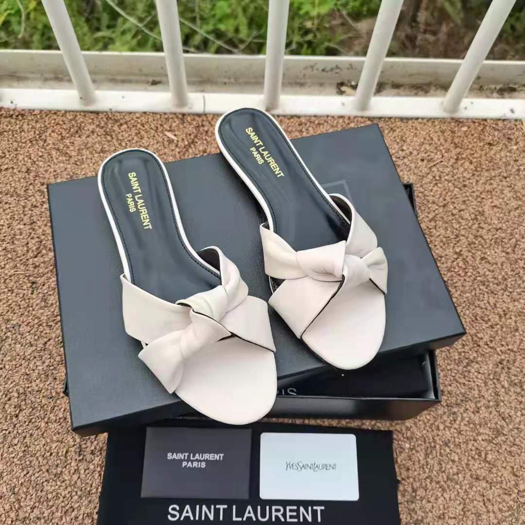 saint laurent bianca knotted leather mules