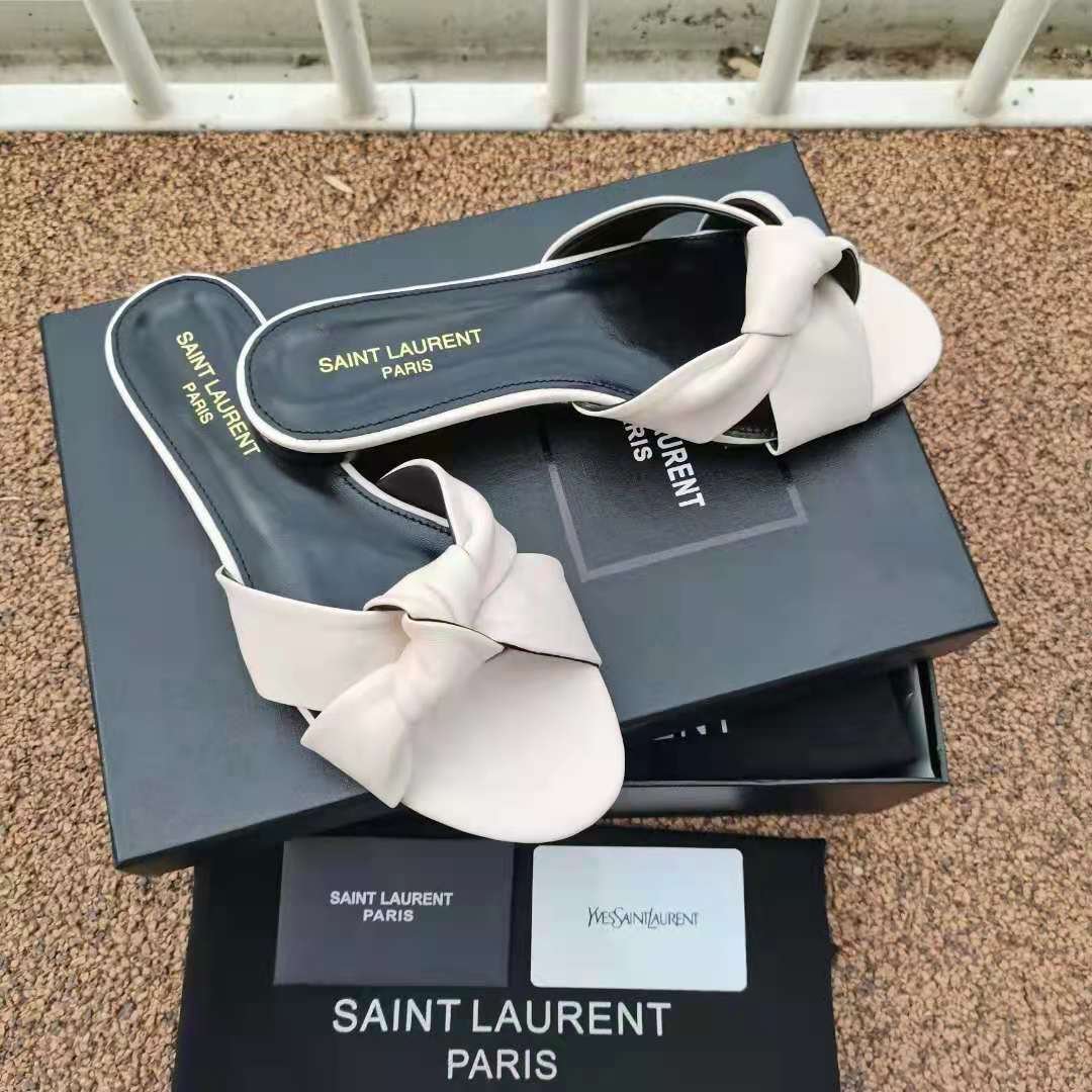 saint laurent bianca knotted leather mules