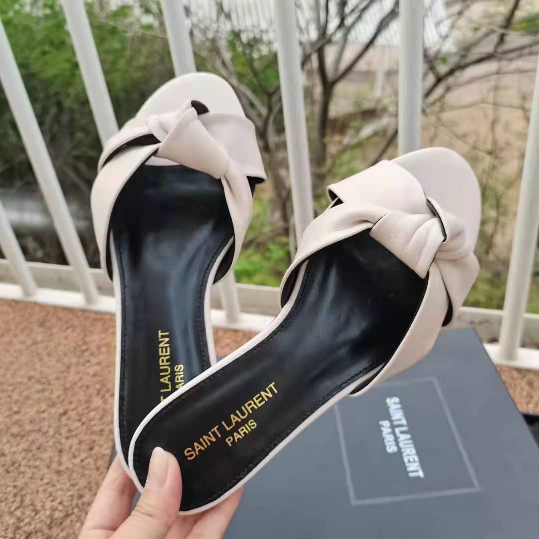 saint laurent bianca knotted leather mules