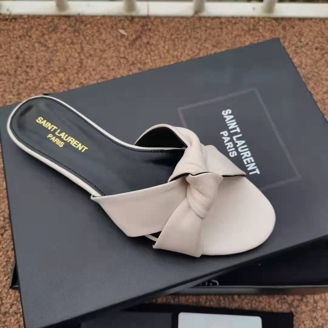 saint laurent bianca knotted leather mules
