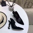 Women's Shoes Saint Opyum Ysl Logo Heel Sandals Laurent Paris Pumps Black Suede Leather