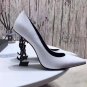 Women's Shoes Saint Opyum Pumps Laurent White Leather Ysl Heel Paris Pumps