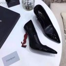 Women's Shoes Saint Opyum Pumps Laurent Black Leather Red Ysl Heel Paris Pumps Fashion