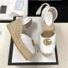 Women's Shoes Gg Sandals Espadrilles White Leather Platform Italy Espadrille