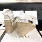 Women's Shoes Gg Sandals Espadrilles White Leather Platform Italy Espadrille
