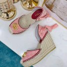 Women's Shoes Gg Sandals Espadrilles Wedges Platform Quilted Canvas Sandal Pink