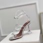 New Season Amina Muaddi Robyn Glass Sandals Transparent Pvc White Crystal Buckles Shoes