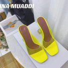 Women's Shoes Amina Muaddi Sandals Lupita Glass Lilac Pvc Slippers Yellow