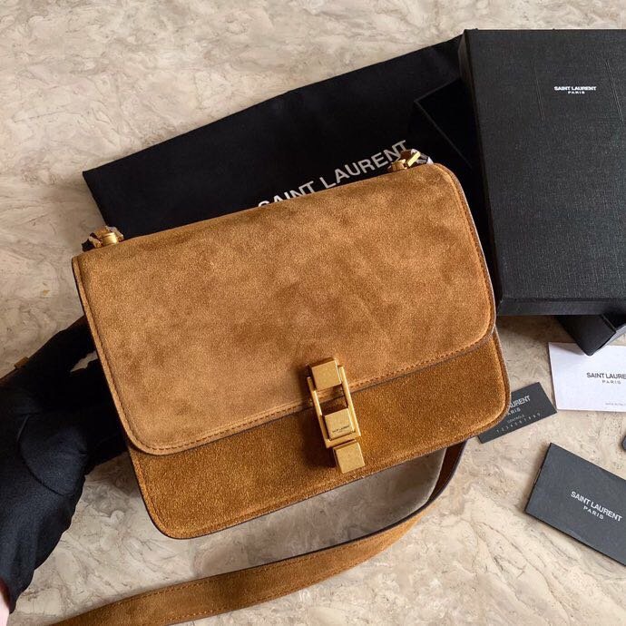 Fashion Handbag Saint Paris Laurent Carre Suede Satchel Shoulder Bag