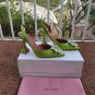 Women's Shoes Amina Muaddi Pumps Begum Green Satin Heels Sandals