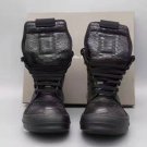 Fashion Shoes Rick Owens Sneakers Geobasket Black Python Cow Leather Feature Laces Side Zipper