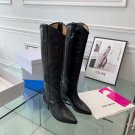 Women Shoes Isabel Marant Lihana Boots Black Leather Denvee Knee-high Western Boots