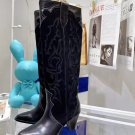 Women Shoes Isabel Marant Boots Paris Black Leila Leather Velvet Western Boots