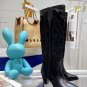 Women Shoes Isabel Marant Boots Paris Black Leila Leather Velvet Western Boots