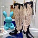 Women Shoes Isabel Marant Leila Leather Velvet Western Boots Knee-high