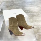 Women Shoes Isabel Marant Limza Western Cowboy Ankle Boots Taupe Suede