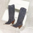 Women Shoes Isabel Marant Boots Lenskee 90 Steel Metal Toe Suede Western Cowboy Boots Knee-high