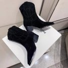 Women Shoes Paris Western Boots Black Suede Calfskin Havana