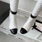 Women Shoes Paris CC High Boots COCO Mixed Fibers Lambskin Patent Calfskin White Black