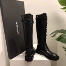 Ann Demeulemeester High Combat Boots Black Genuine Leather Women's Shoes