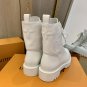 Women's Shoes Paris Territory Flat Ranger Boots Hiking Combat Calf Leather White