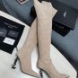 Women's Shoes Saint Paris Laurent Boots YSL Logo Heel Suede