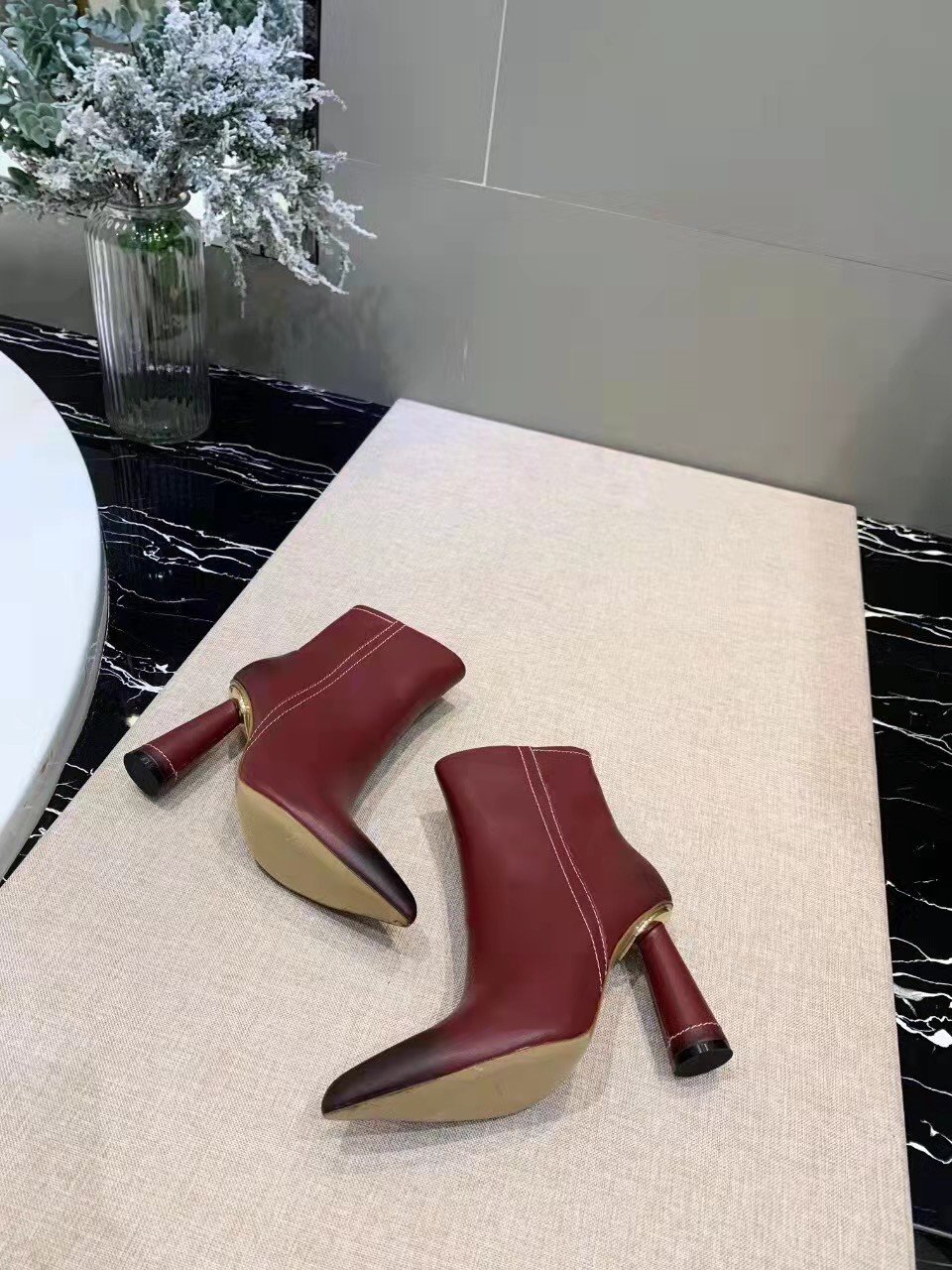 Women Shoes Jacquemus Ankle Boots Red Leather Paris Rare