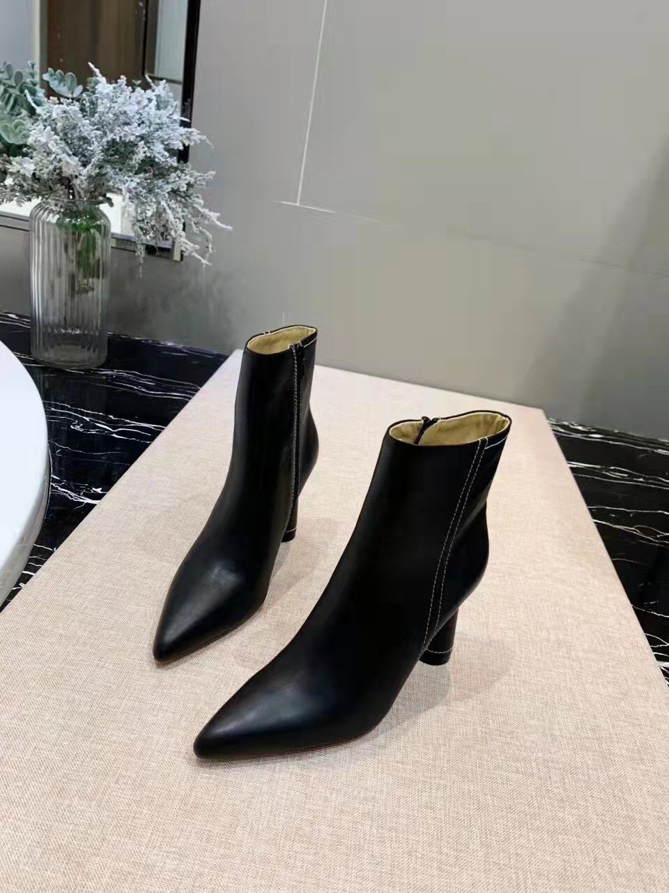 Women Shoes Jacquemus Ankle Boots Black Leather Paris Rare