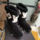 Women's Shoes Snowdrop Flat Ankle Boots Black Shearling Monogram