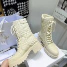 Women's Shoes Cd D-leader Ankle Boots White Quilted Cannage Calfskin Paris New Season