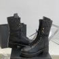 Women's Shoes Paris Cc Boots Coco Black 21k Combat Leather Lace Ups Gold Cc Logo Quilted Boots