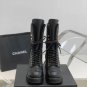 Women's Shoes Paris Cc Boots Coco Black 21k Combat Leather Lace Ups Gold Cc Logo Quilted Boots