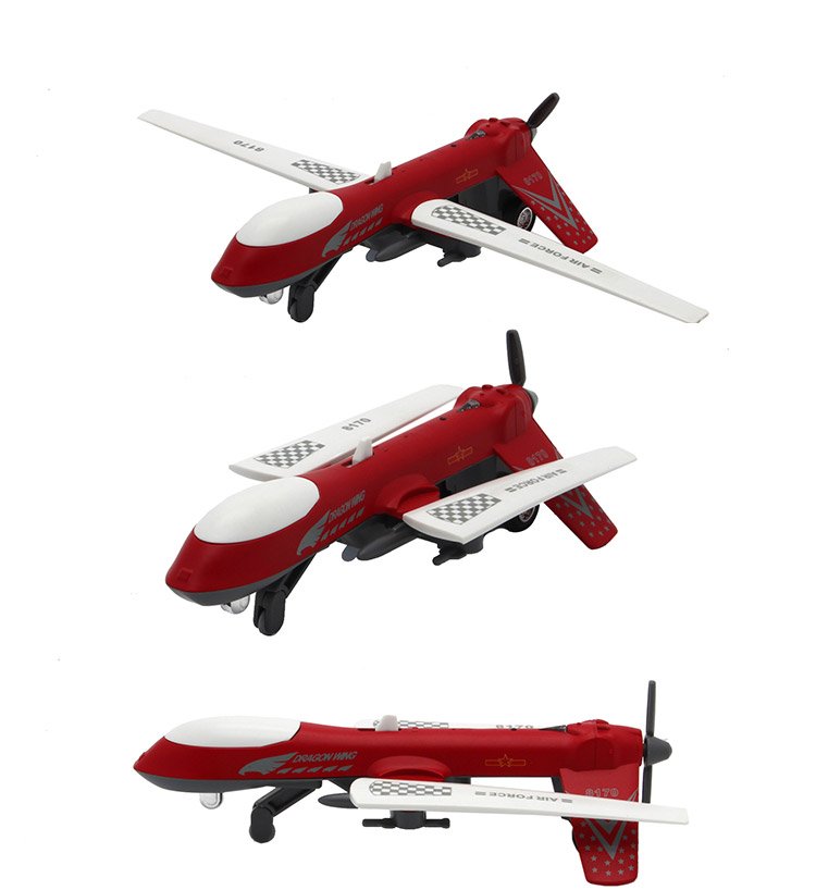 1:50 Wing Loong UAV alloy model simulation with light sound recoil propeller - color:red