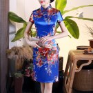 Chinese characteristics cheongsam digital printed  skirt Knee-Length Dress -color:blue-No.1