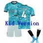 The Premier League Liverpool F.C.Jersey Cosplay suit T shirt Shorts sleeve Socks for kid No.4 -blue