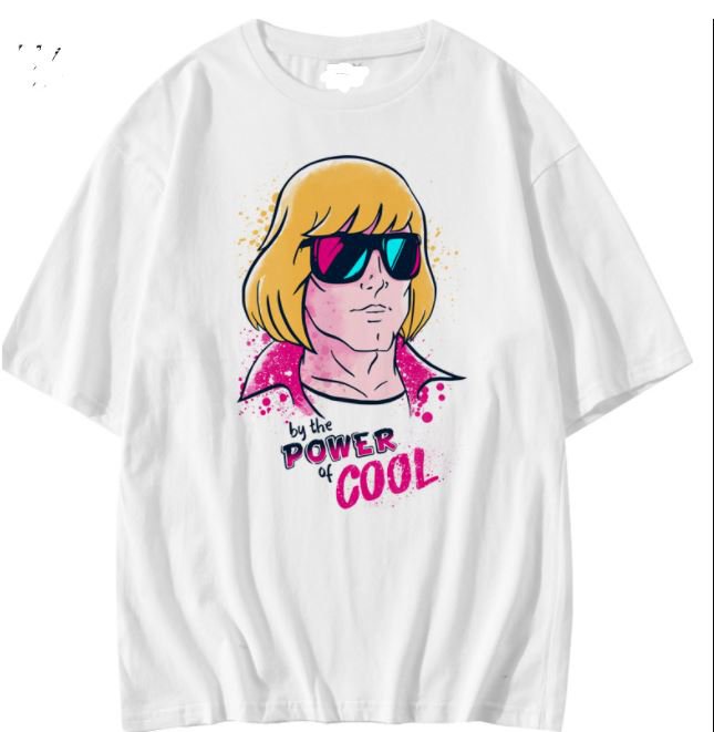He-Man Handmade T-shirt classic cartoon style culture cotton short sleeve jersey -color:white