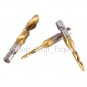 Tap Drill Bit Set 1/4 Hex Shank Titanium 6pc M3-M10 HSS Spiral Screw Thread Wood