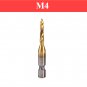 Tap Drill Bit Set 1/4 Hex Shank Titanium 6pc M3-M10 HSS Spiral Screw Thread Wood