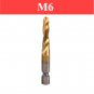 Tap Drill Bit Set 1/4 Hex Shank Titanium 6pc M3-M10 HSS Spiral Screw Thread Wood