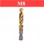 Tap Drill Bit Set 1/4 Hex Shank Titanium 6pc M3-M10 HSS Spiral Screw Thread Wood