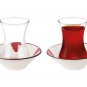 Vie Rouge Oıseau 8 Pieces Turkish Tea Cup Set