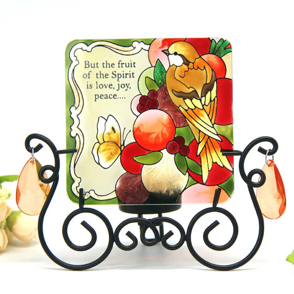 4-inch Handpaint glass panel for Desktop Decoration and Candle Holder