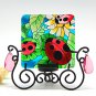 4-inch Handpaint glass panel for Desktop Decoration and Candle Holder