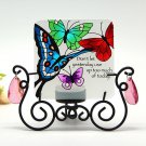 Acever 4-inch Handpaint glass panel for Desktop Decoration and Candle Holder (Butterfly)