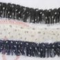 3 Yards Chiffon Fold Lace Trim White With Black Dots Tulle Lace DIY 1.57 Inches Wide E1523