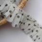 3 Yards Chiffon Fold Lace Trim White With Black Dots Tulle Lace DIY 1.57 Inches Wide E1523