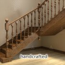 Architectural wood stair newel post design - Wooden stair parts (Set of 2)